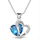 Sterling Silver Heart Blue Topaz Gemstone Pendant Necklace Drop Earrings Set Box