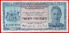 Mauritius 25 Cents Nd 1940 Prefix C P 24d F vf Free Shipping From 100 