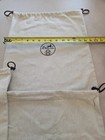 Herm  s Beige Herringbone Drawstring Dustbags W  Carriage Logo Women Lot Of 3