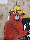 Vintage Smokey Bear Porcelain Sign Old Us Forest Service National Park Fires Usa