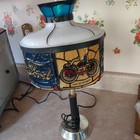 1970 s Ford Dealer Desk Lamp - Tiffany Style Table Light - Plastic Lamp Shade 
