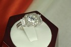 Ladies Sterling Silver Antq Cz Anniversary Engagement Wedding Halo Ring Sz5-9