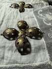 4 Lage Art Nouveau Flower   Cross Metal Connectors Bronze Finish