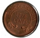 Coin Uganda 5 Cents 1966 Km1