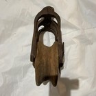 Antique Vintage Wood   Metal Single-sheave Pulley Block Tackle W  Hanging Ring