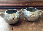 Vintage Wilton Armetale Pewter Cat Cups Set Of 2