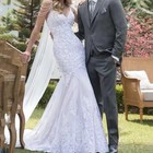 Elegant Mermaid Wedding Dress Spaghetti Straps Lace Applique Beaded Bridal Gowns