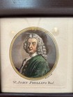 Sir John Phillips  Barister Print 18th C   Jacobite Hand Coloured