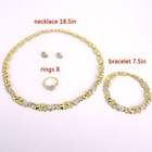 4 Piece Set Necklace Bracelet Ring Earrings Set - Gold Plated 14k