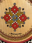 Vintage Romanian Colorful Folk Art Hand Made Wood Plate Wall 10 25    Geometric A2