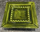 Vtg 1971 Mcm 11    X 11    Large Green Ashtray Square Ceramic Signed