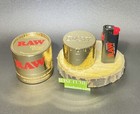 Raw Ethereal Grinder Stainless Steel Gold 60mm   Raw Phoenix Extendo Lighter