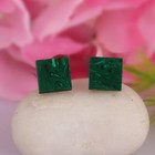 Square Shape Malachite Gemstone Stud Earrings Made In 925 Sterling Silver