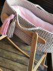 Baby Girl Moses Basket Set W Hood Rocking Stand Mattress Handmade Nursery Bed