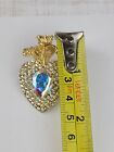 Elsa Schiaparelli Brooch Ab Rhinestone Heart Gold Feather Plume Rare Book Piece