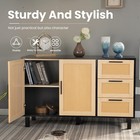 Natural Rattan Storage Cabinet Buffet Sideboard Cabinet With 3 Drawers   Doors