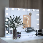 Large Hollywood Vanity Mirror Makeup 3 Lights Dimmable 18 Led Bulbs Usb Charging