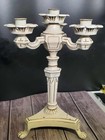 Vintage Rustic Chic Cast Metal Four-arm White Wash Candelabra Holds 4 Candles