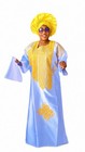 Women   s Satin African Kaftan Robe W  Gold Embroidery   Headwrap