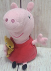 Ty Plush Peppa Pig Holding Teddy Bear Stuffed Animal Bean Bag Toy Red Dress 6 