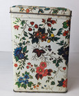 Vintage Daher Square Floral Hinged Lidded Metal Tea Tin As Is