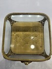 Vintage Matson Ormolu Jewelry Casket Trinket Box Gold Filigree Beveled Glass