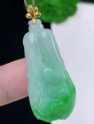18k Yellow Gold Icy Green Jadeite Jade Cabbage Pendant 1019
