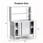 Stainless Steel Kitchen Prep Table With Cabinet   Adjustable Feet 230lb Capacity