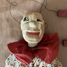 Vintage Hazelle s Wooden Marionette Puppet Clown Multi Colored Suit W red Collar