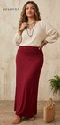 New Boho Plus Size Women s Fold Over Waist Burgundy Red Long Maxi Skirt 1x Usa