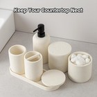 Bathroom Accessories Set  Travertine Stone-look  6 Pcs Bathroom Accessory Set