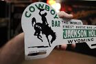 Rare 1950s Jackson Hole Wyoming Rustic Bar Painted Metal Plate Topper Metal Sign