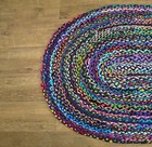 Rug 100  Natural Cotton Braided Style Reversible Oval Rug Modern Living Area Rug