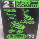Roller Derby 2 In 1 Kids  Inline-quad Combo Skates - Black green  12-2  Nib