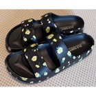 Old Navy Kids Black Daisy Floral Two Strap Slide Sandals Size 1-2 Summer Shoes
