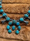 70   s  Handcrafted Squash Blossom Necklace Real Turquoise And Silver
