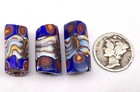 3 Old Venetian Antique Purple Banded Multi Millefiori African Glass Trade Beads