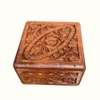 Vintage Wood Carved Jewelry Box Hand Carved Floral Folk Art Trinket Storage