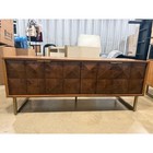 World Market Wood Media Console Walnut Finish Geometric Doors  local Pick Up 
