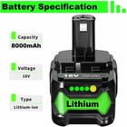 2pack 8 0ah 18volt For Ryobi P108 18v One Plus High Capacity Lithium Ion Battery