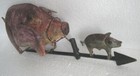 Antique Weathervane Iron Pig And Piglet Hand Made Embossed