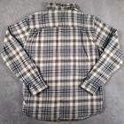 Weatherproof Vintage Flannel Shirt Men Large Beige Gray Plaid Cotton Button Down