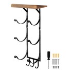 Wall Mounted Towel Rack With 9-hooks   Wooden Shelf Bathroom Storage Organizer