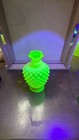 Fenton Vaseline Opalscent Hobnail Perfume Bottle With Stopper
