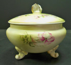Nippon Dresser Vanity Hand Painted Floral Powder Trinket Box Japan Vintage