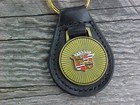 Cadillac Crest Nos Leather Key Fob Antique Gold Medallion Unique Quality   Class