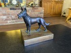 Antique Vintage Brass Bronze Metal German Shepherd Standing Dog Statue Figurine