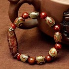 Tibetan Nine Eye Dzi Bead Bracelet Natural Agate Prayer Beads Jewelry Unisex