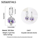 Kunsir 925 Sterling Silver Purple Pansy Dangle Earrings Women Girls Jewelry Gift