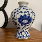Vintage Jingdezhen Chinese Porcelain Bud Vase Blue   White 4 Figure Marks 4 1 2 